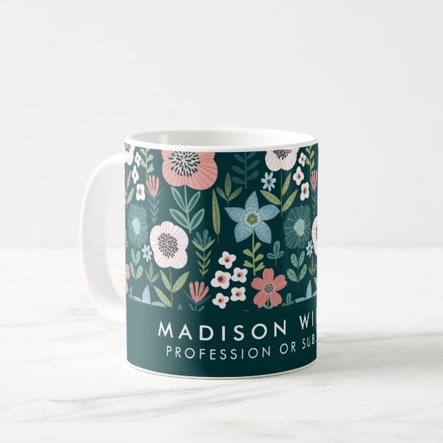 Minimal Modern Flowers Coffee Mug (Front Left)