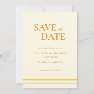 Minimal Modern Formal Script Butter Yellow Wedding Save The Date