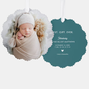 Minimal Modern Full Photo First Christmas Tree Decoration Card