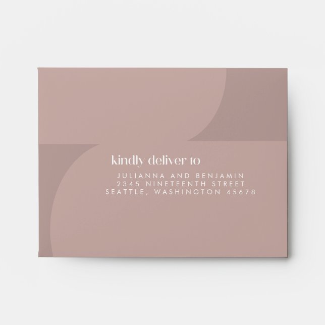 Minimal Modern Geometric Dusty Mauve RSVP Address Envelope (Front)