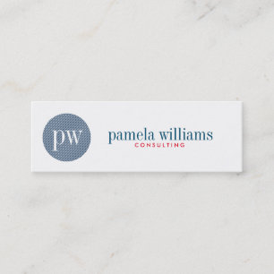 Minimal Modern Geometric White And Blue Mini Business Card