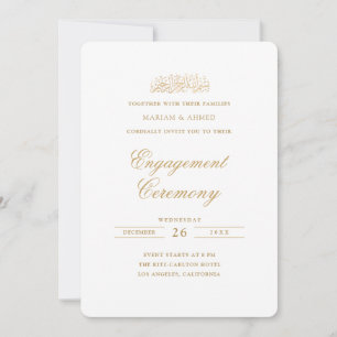 Minimal Modern Gold Calligraphy Muslim Engagement Invitation