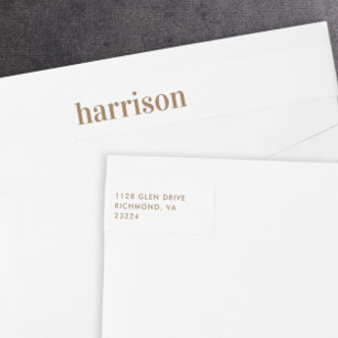 Minimal Modern Gold Lettering Return Address Wrap Around Label