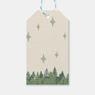 Minimal Modern Green Village Christmas Gift Tags