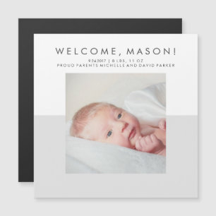 Minimal Modern Grey Birth Announcement   Photo