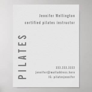 Minimal Modern Grey Pilates Fitness Promotional Poster