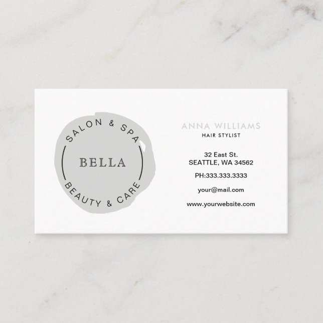 Minimal Modern Grey Salon and Spa Loyalty Card (Front)