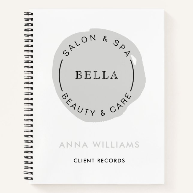 Minimal Modern Grey Salon and Spa Notebook (Front)