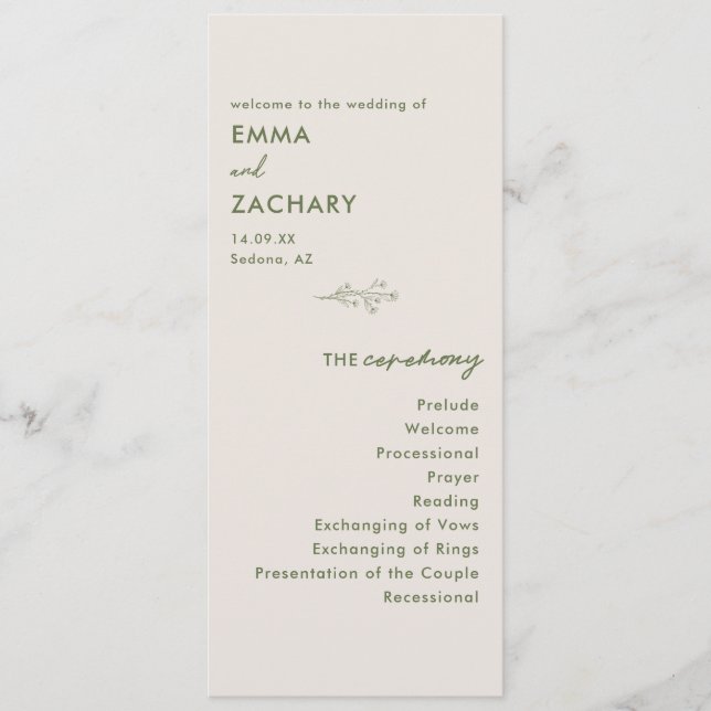 Minimal Modern Grey Wedding Program (Front)