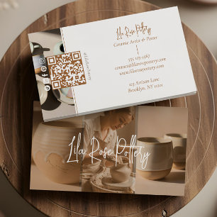 Minimal Modern hand Made Pottery Photo Collage Business Card