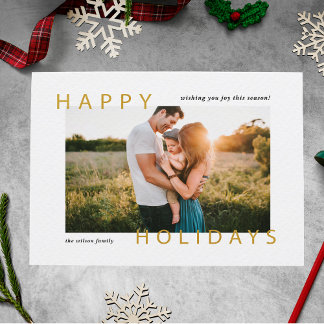 Minimal Modern Happy Holidays Photo Holiday Postcard