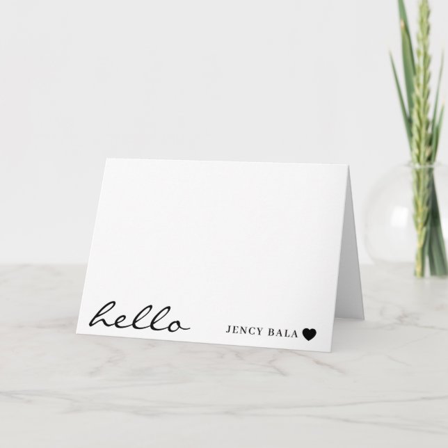 Minimal Modern Heart Clean White Design Note Card (Front)