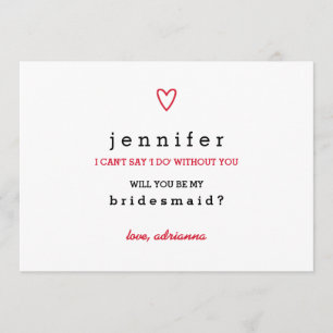Minimal Modern Heart   Will You Be My Bridesmaid Invitation