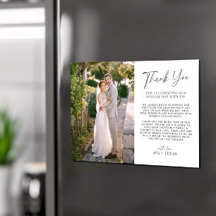 Minimal Modern Horizontal Wedding Photo Thank You Magnetic Invitation