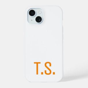Minimal Modern Initial Monogram Initials Orange iPhone 15 Case