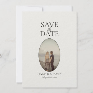 Minimal Modern Ivory Elegant Save the Date Card