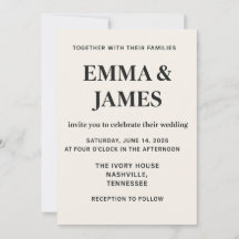 Minimal Modern Ivory Wedding Invitation