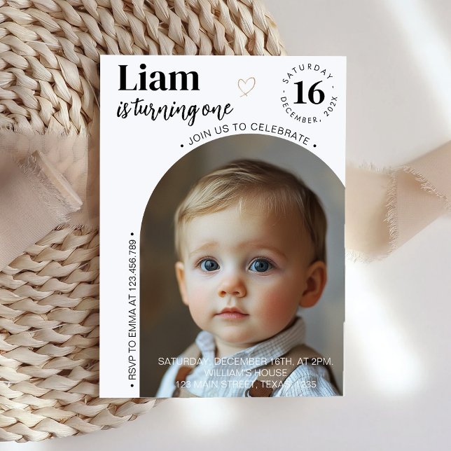 Minimal Modern Kids Birthday Photo Invitation (Creator Uploaded)