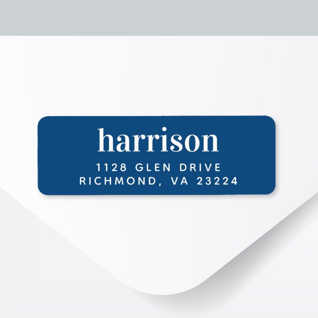 Minimal Modern Lettering Blue Return Address Label (Creator Uploaded)