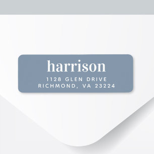 Minimal Modern Lettering Dusty Blue Return Address Label