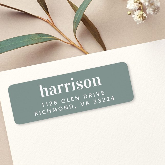 Minimal Modern Lettering Sage Green Return Address Label (Creator Uploaded)