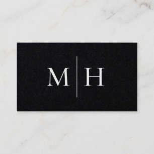 Minimal Modern Line Initials Monogram Black Kraft Business Card