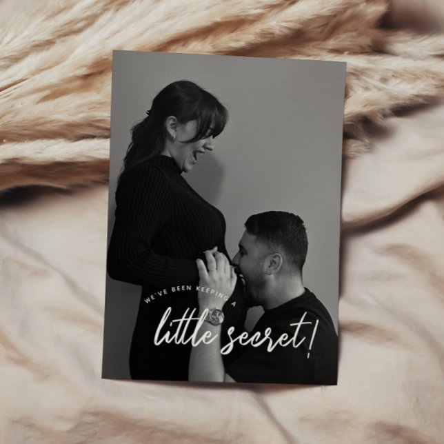 Minimal & Modern 'Little Secret' Photo Pregnancy Announcement (Creator Uploaded)