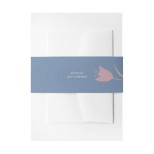 Minimal Modern Mauve & Dusty Blue Floral Invitation Belly Band