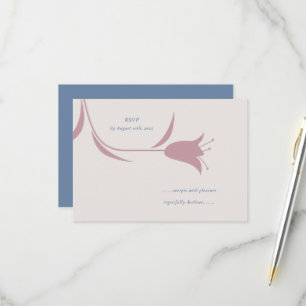 Minimal Modern Mauve & Dusty Blue Floral RSVP Card