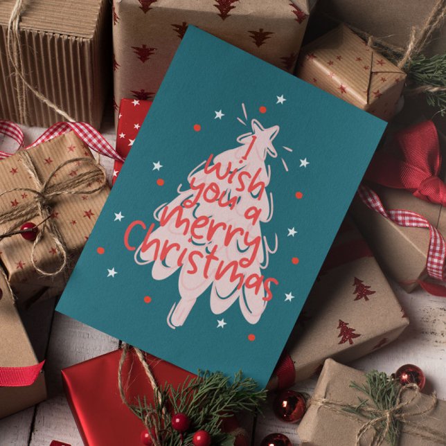 Minimal Modern Merry Christmas Postcard (Creator Uploaded)