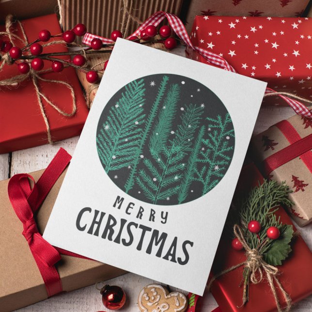 Minimal Modern Merry Christmas Postcard (Creator Uploaded)