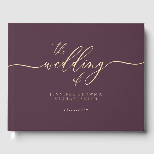 Minimal Modern Midnight Fig Wedding Guest Book (Front)