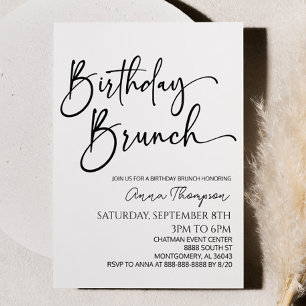 Minimal Modern Minimalist Birthday Brunch Party Invitation