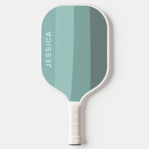 Minimal Modern Mint Green Turquoise Retro Stripes Pickleball Paddle