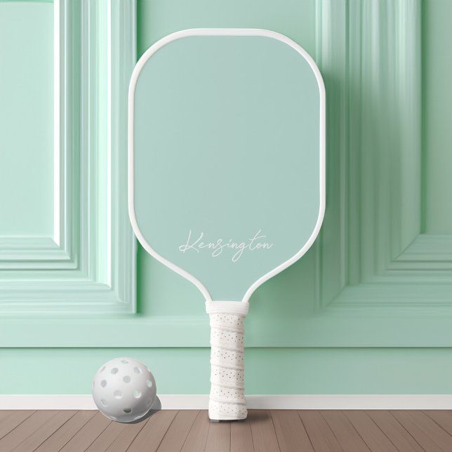 Minimal Modern Mint Stylish Script Custom Name Pickleball Paddle (Minimal Modern Mint Stylish Script Custom Name Pickleball Paddle)