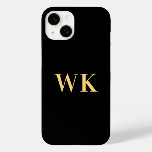Minimal Modern Monogram Black Gold Case-Mate iPhone 14 Case