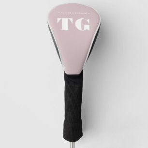 Minimal Modern Monogram Blush Pink Name Stars Golf Head Cover