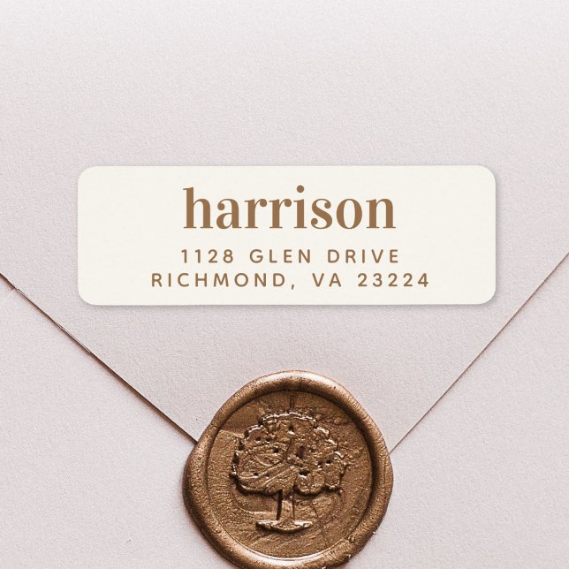 Minimal Modern Monogram Cream Gold Return Address Label (Creator Uploaded)