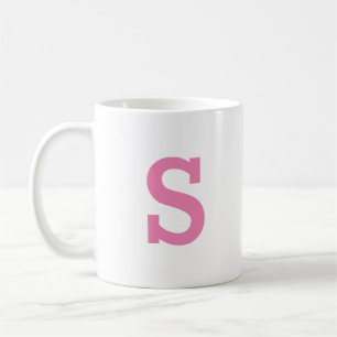 Minimal Modern Monogram Cute Pink Initial Letter Coffee Mug