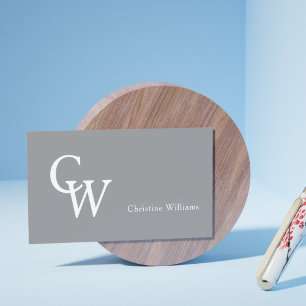 Minimal Modern Monogram Grey White Professional Business Card