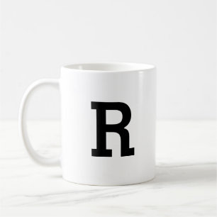 Minimal Modern Monogram Initial Letter Black Coffee Mug