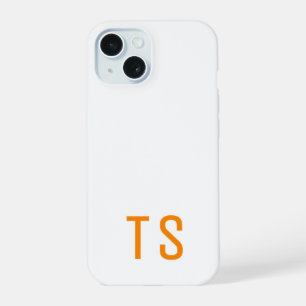 Minimal Modern Monogram Initials Orange Stylish iPhone 15 Case