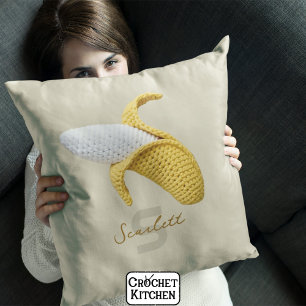 Minimal Modern Monogram Name Crochet Banana Cushion
