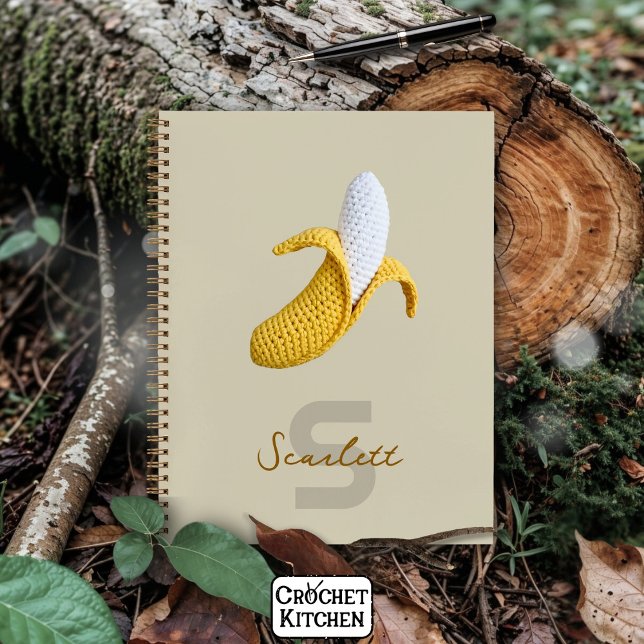 Minimal Modern Monogram Name Crochet Banana Notebook (Creator Uploaded)