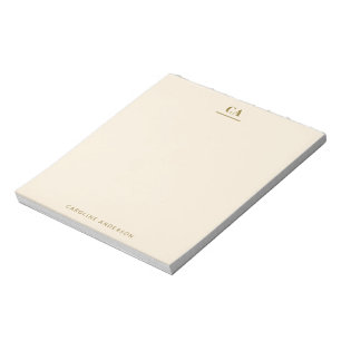 Minimal Modern Monogram Personalised Ochre Cream Notepad