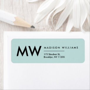 Minimal Modern Monogram Professional  Label Return Address Label