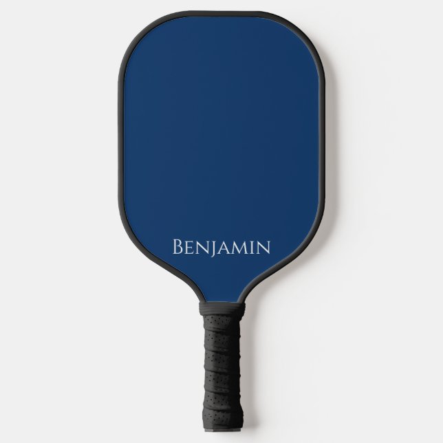 Minimal Modern Name in Navy Blue and White  Pickleball Paddle (Front)
