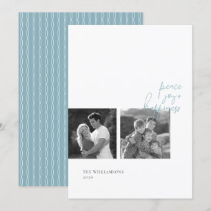 Minimal modern Peace Joy + Happiness Holiday Invitation