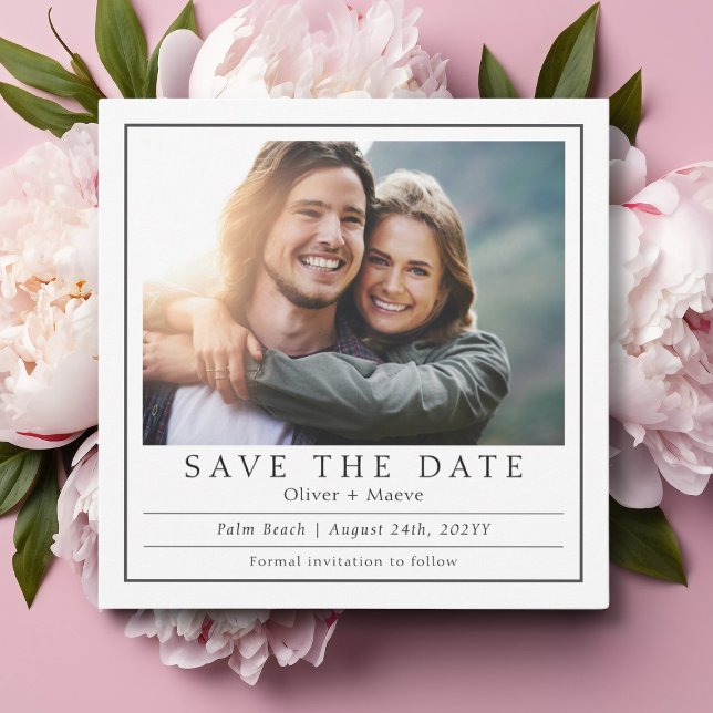 Minimal Modern Photo Black White Save The Date (Creator Uploaded)