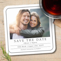 Minimal Modern Photo Black White Save The Date